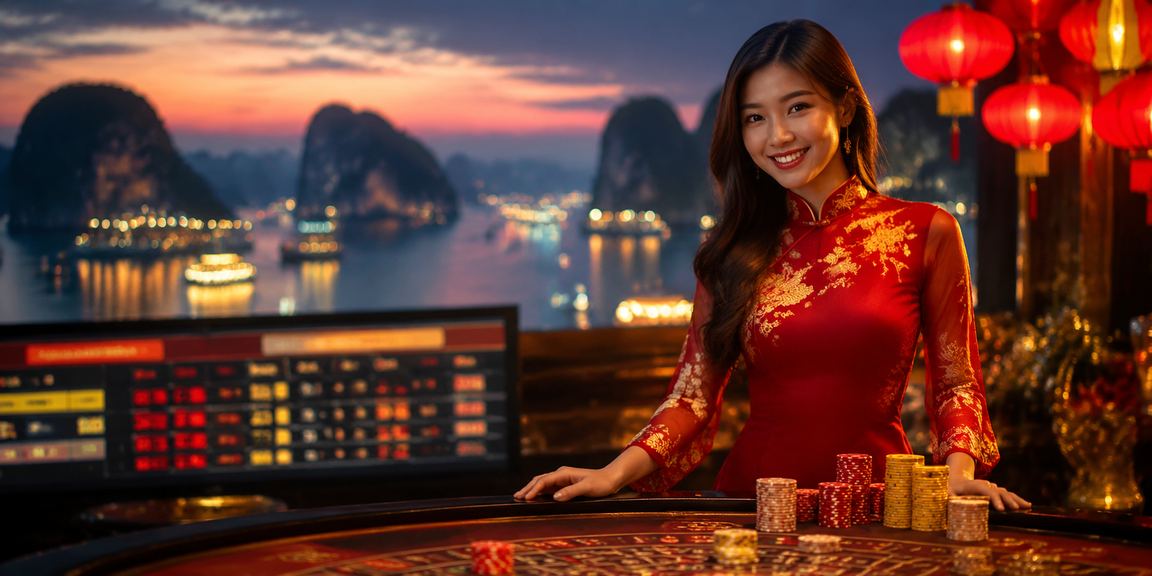 Không gian casino Việt Nam với bảng điện tử hiển thị jackpot đang tích lũy
